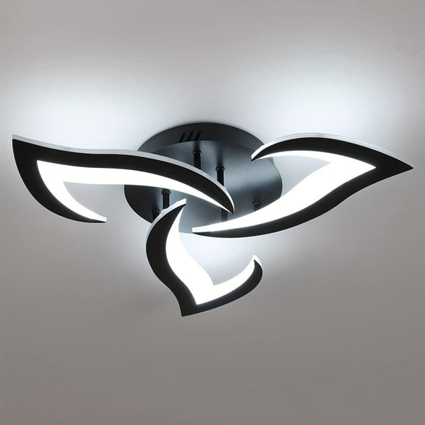 Flower Shape Iron LED Ceiling Light for Living Room-Lighting > Ceiling Lights-casanuva-Black-3 Lights D55*H8cm-White Light-casanuva