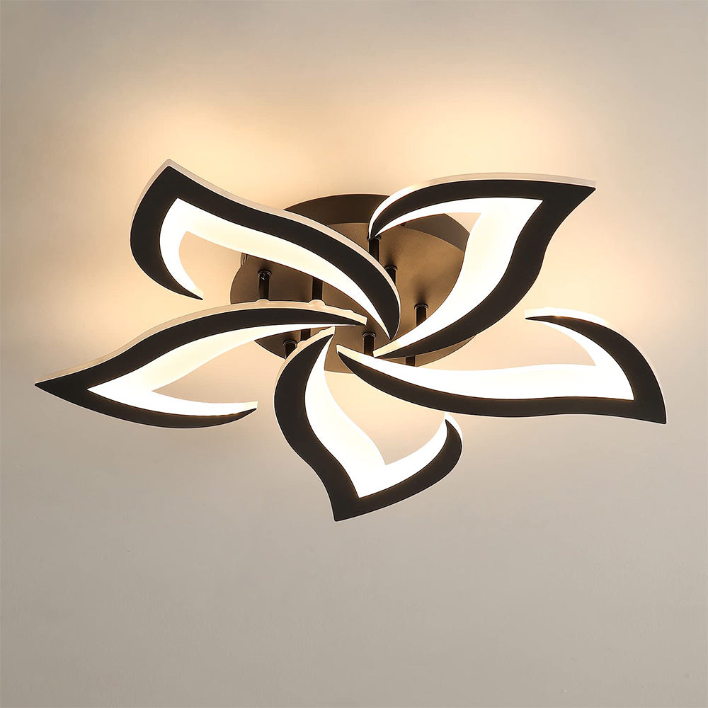 Flower Shape Iron LED Ceiling Light for Living Room-Lighting > Ceiling Lights-casanuva-Black-5 Lights D66*H8cm-Warm Light-casanuva