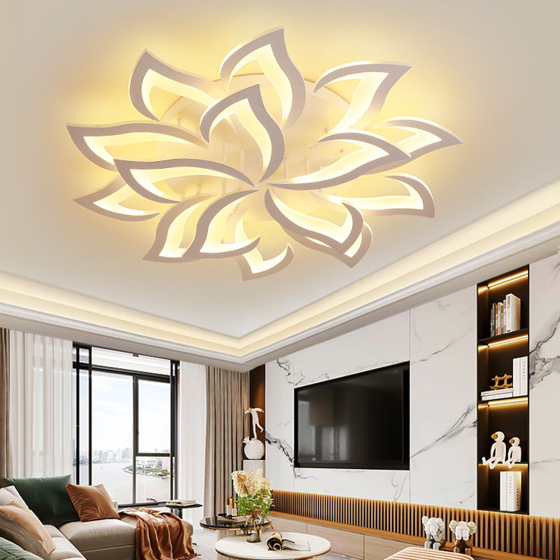 Flower Shape Iron LED Ceiling Light for Living Room-Lighting > Ceiling Lights-casanuva-White-15 Lights D100*H15cm-Dimmable (Remote)-casanuva