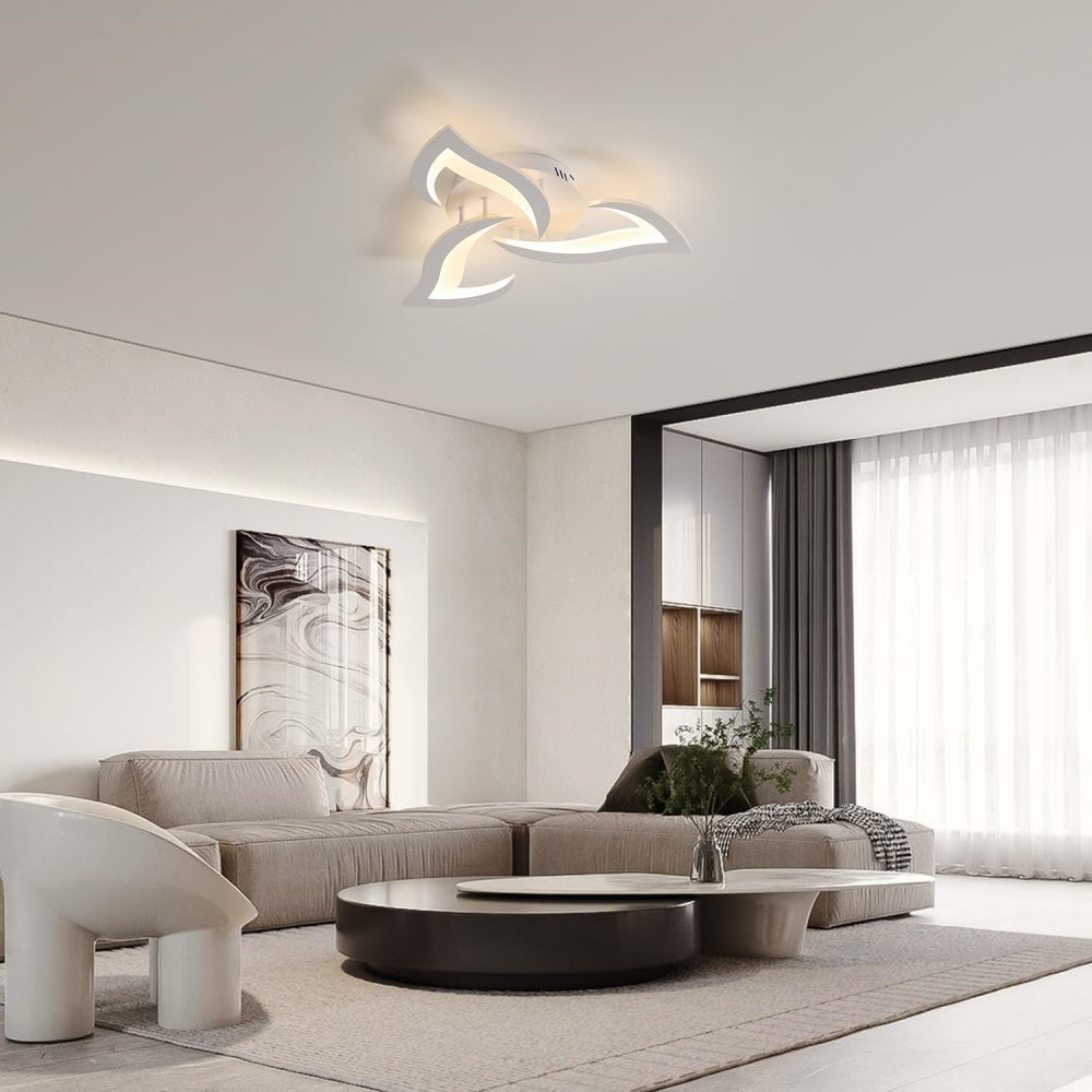 Flower Shape Iron LED Ceiling Light for Living Room-Lighting > Ceiling Lights-casanuva-White-3 Lights D55*H8cm-Dimmable (Remote)-casanuva