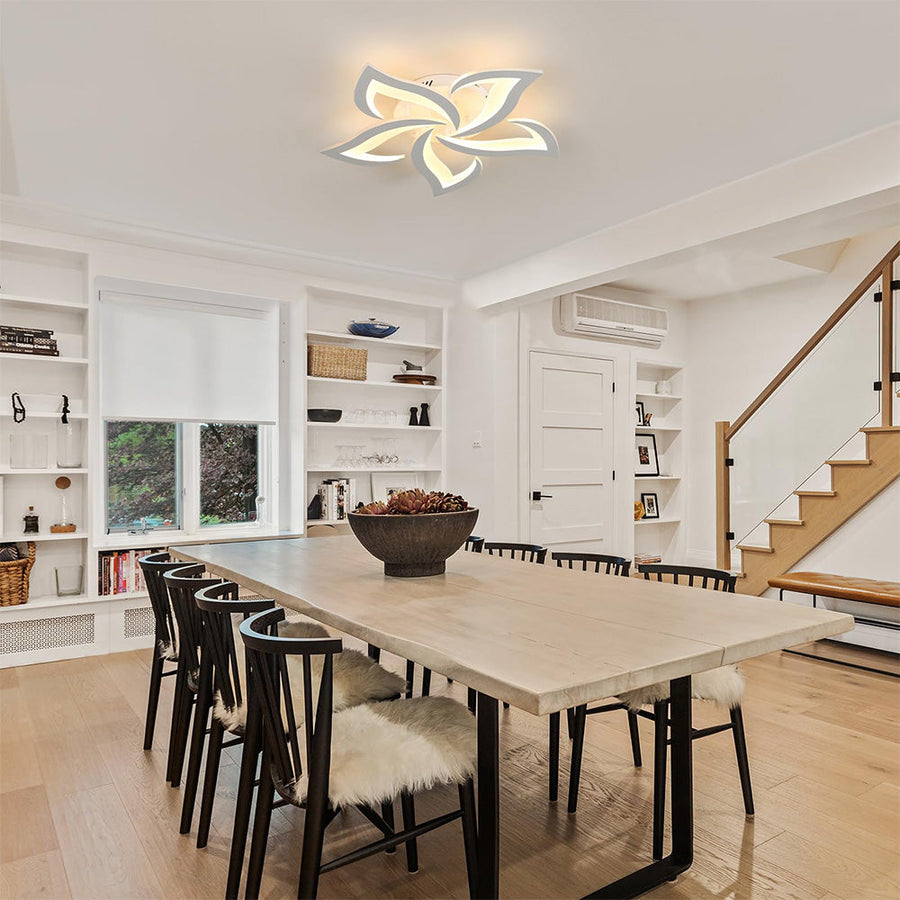 Flower Shape Iron LED Ceiling Light for Living Room-Lighting > Ceiling Lights-casanuva-White-5 Lights D66*H8cm-Dimmable (Remote)-casanuva