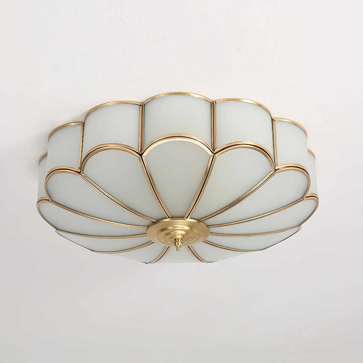 Flower Shaped Glass Recessed Ceiling Light Fixture-Lighting > Ceiling Lights-casanuva-35cmx15.5cm-Brass & White-casanuva