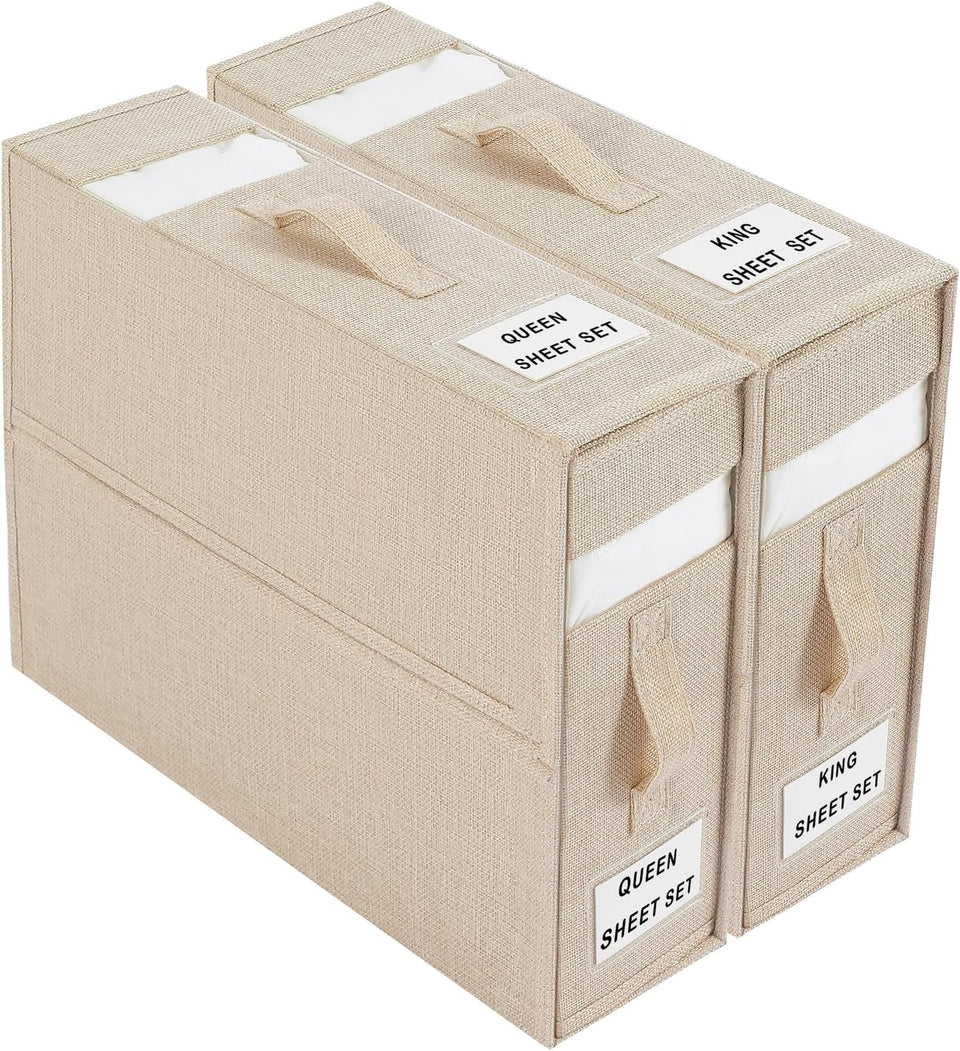 Foldable Bedding Organizer for Neat and Tidy Storage-Home Decor > Decorative Accessories-casanuva-Beige-2-Pack-casanuva