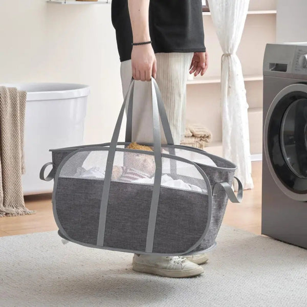 Foldable Laundry Basket with Reinforced Handles for Smart Organization-Home Decor > Decorative Accessories-casanuva-Gray-casanuva