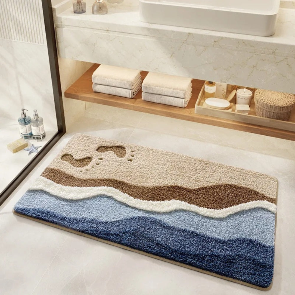Footprint Pattern Bath Mat-Bedding & Bath > Bath Mats-casanuva-Coastal Steps-casanuva
