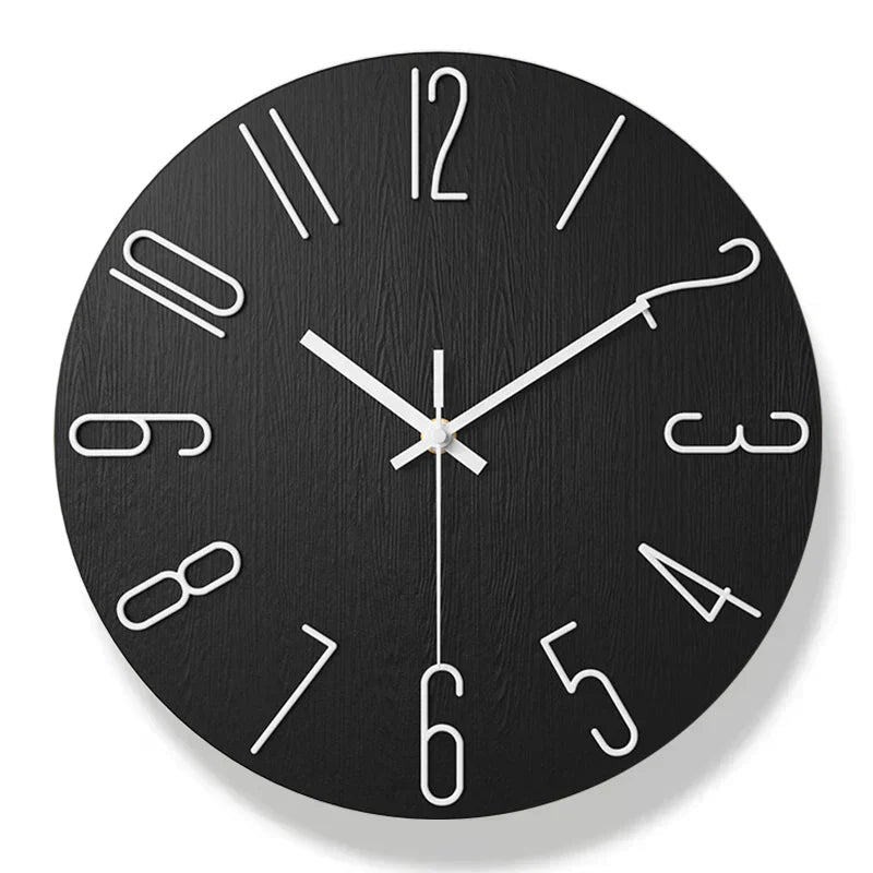 Frameless Wooden Wall Clock Scandinavian Minimalist Design-Home Decor > Clocks-casanuva-Black-casanuva