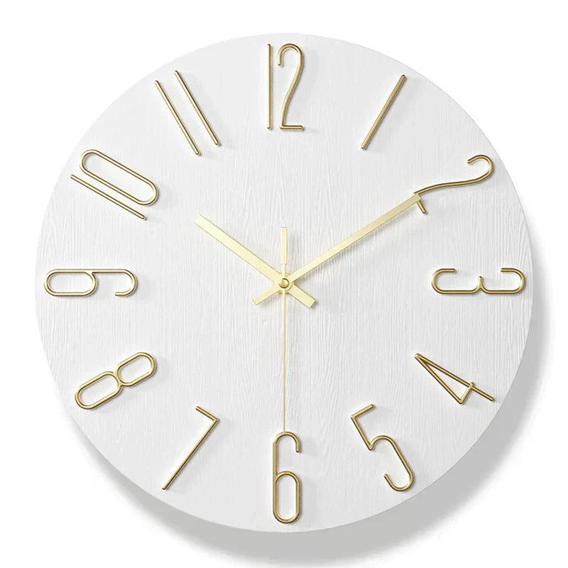 Frameless Wooden Wall Clock Scandinavian Minimalist Design-Home Decor > Clocks-casanuva-White/Gold-casanuva
