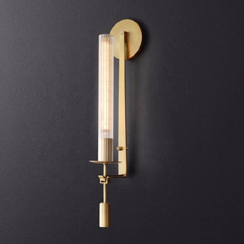 French Classic Wall Lamp-Lighting > Wall Lights-casanuva-12cmx71cm-Brass & Clear glass-casanuva