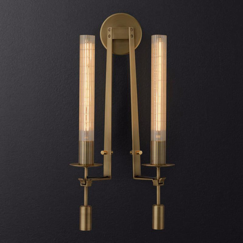French Classic Wall Lamp-Lighting > Wall Lights-casanuva-22cmx71cm-Brass & Clear glass-casanuva