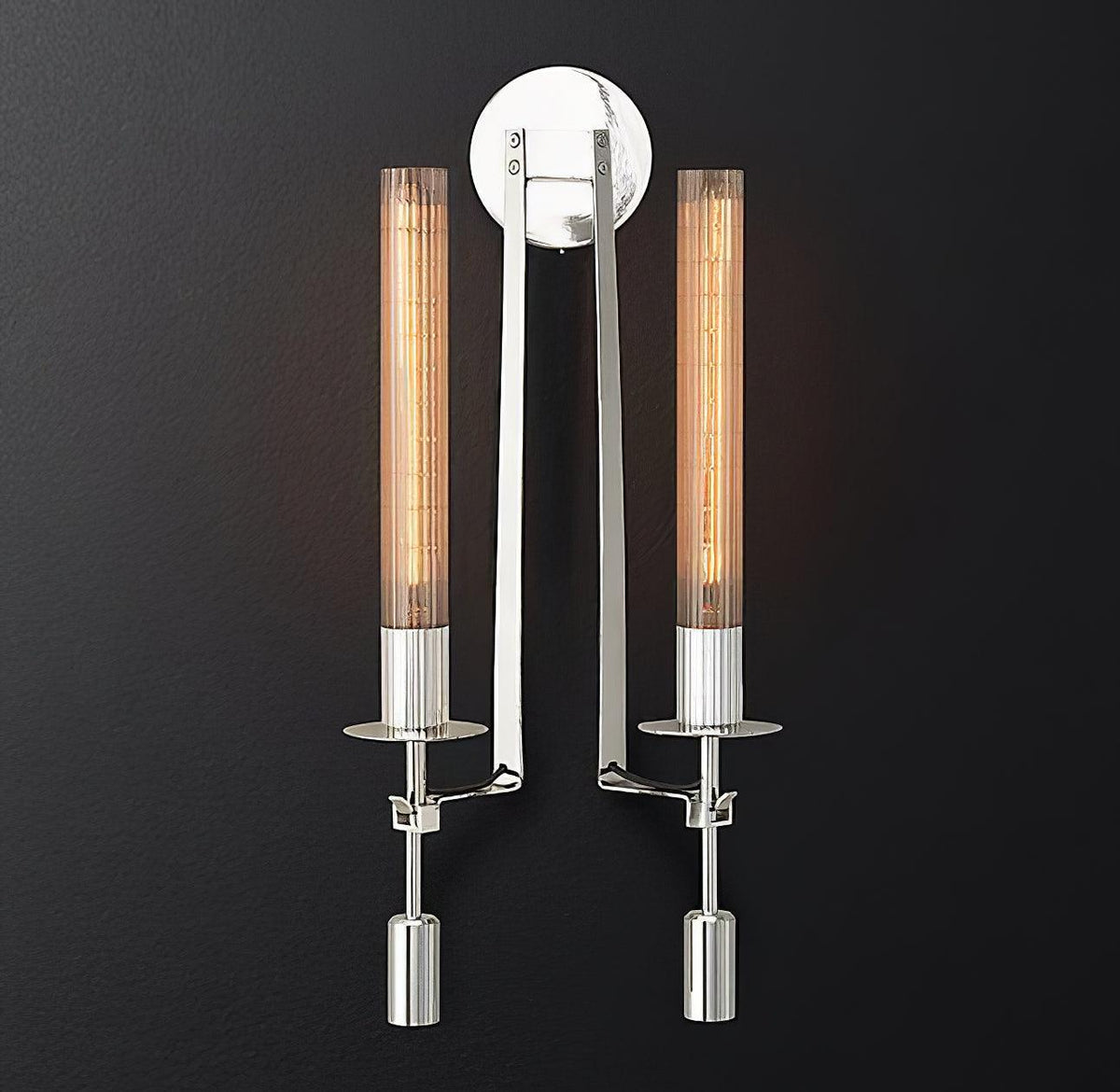 French Classic Wall Lamp-Lighting > Wall Lights-casanuva-22cmx71cm-Chrome & Clear glass-casanuva