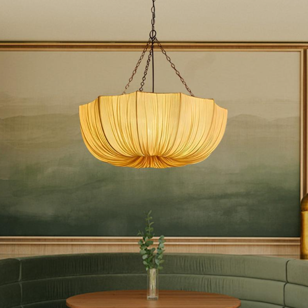 French Petal Semicircular Fabric Lampshade Iron Chandelier 3/5 Light-Lighting > Chandeliers & Pendant Lights-casanuva-15.75"/40cm - 3-100V-120V-casanuva