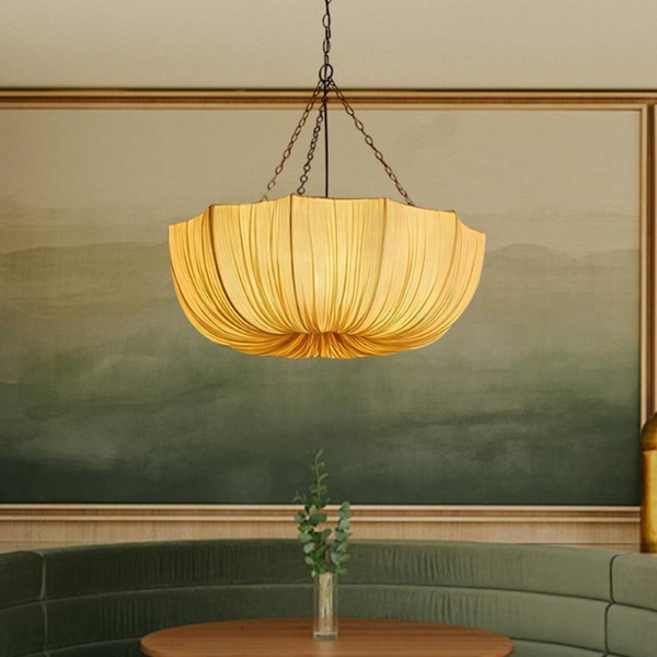French Petal Semicircular Fabric Lampshade Iron Chandelier 3/5 Light-Lighting > Chandeliers & Pendant Lights-casanuva-15.75"/40cm - 3-100V-120V-casanuva