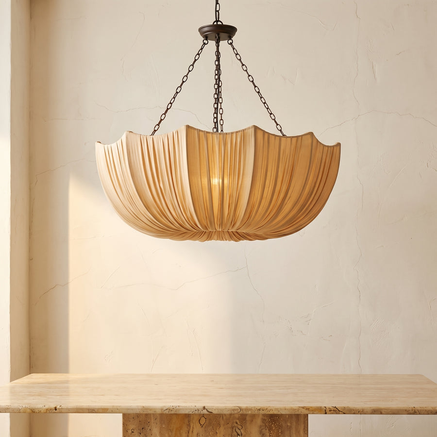 French Petal Semicircular Fabric Lampshade Iron Chandelier 3/5 Light-Lighting > Chandeliers & Pendant Lights-casanuva-casanuva