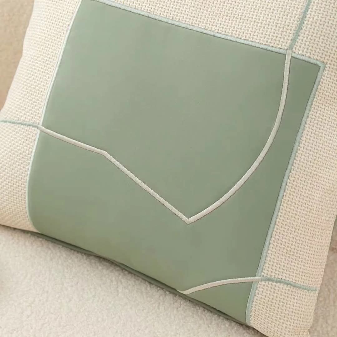 Geometric Embroidered Decorative Cushion Soft Luxury Fabric-Covers & Textiles > Throw Pillows-casanuva-casanuva