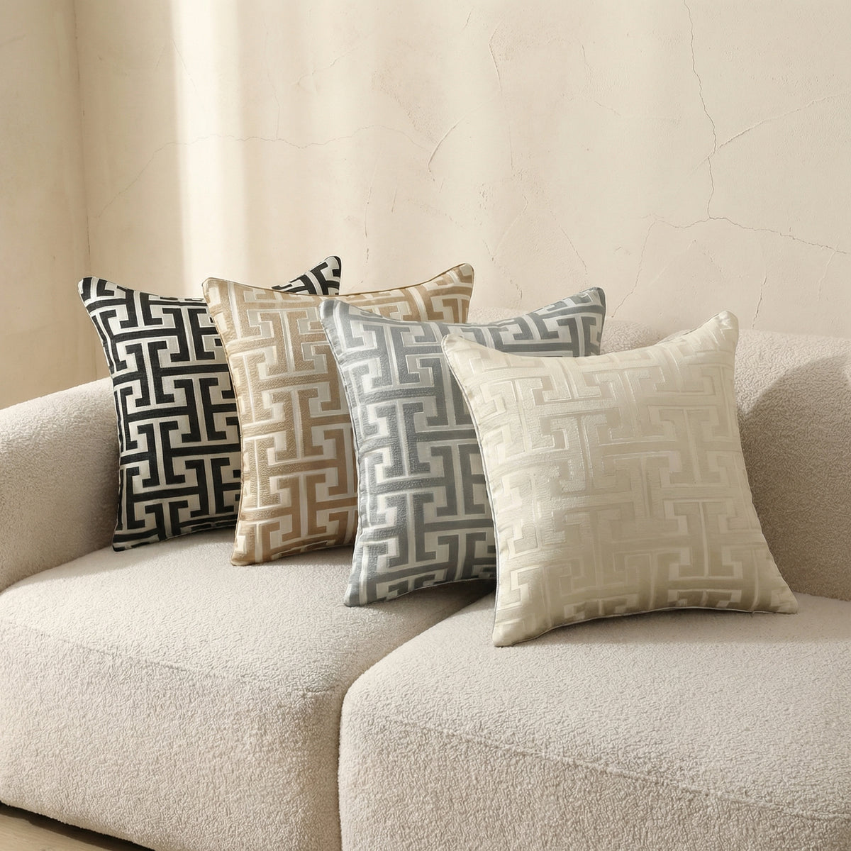 Geometric Jacquard Cushion Cover-Covers & Textiles > Cushion Covers-casanuva-casanuva