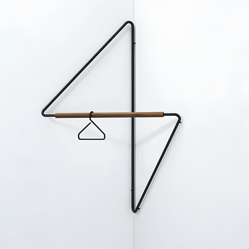 Geometric Metal Wall Coat Rack with Wooden Bar-Home Decor > Decorative Accessories-casanuva-casanuva