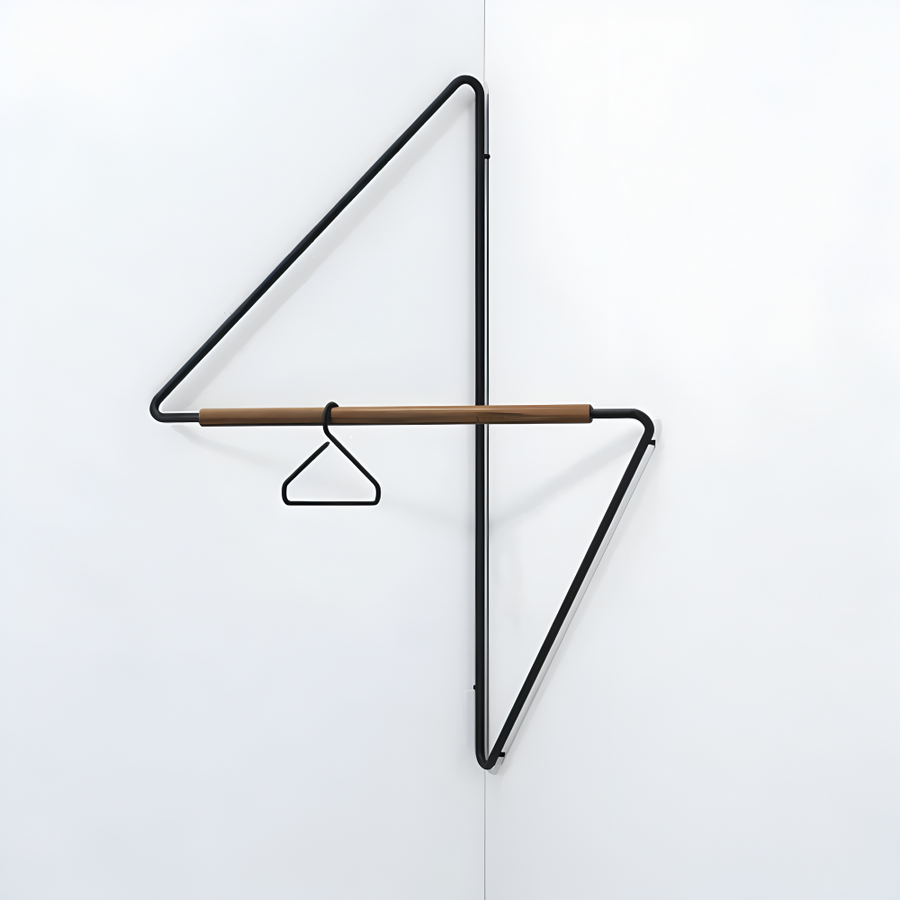 Geometric Metal Wall Coat Rack with Wooden Bar-Home Decor > Decorative Accessories-casanuva-casanuva