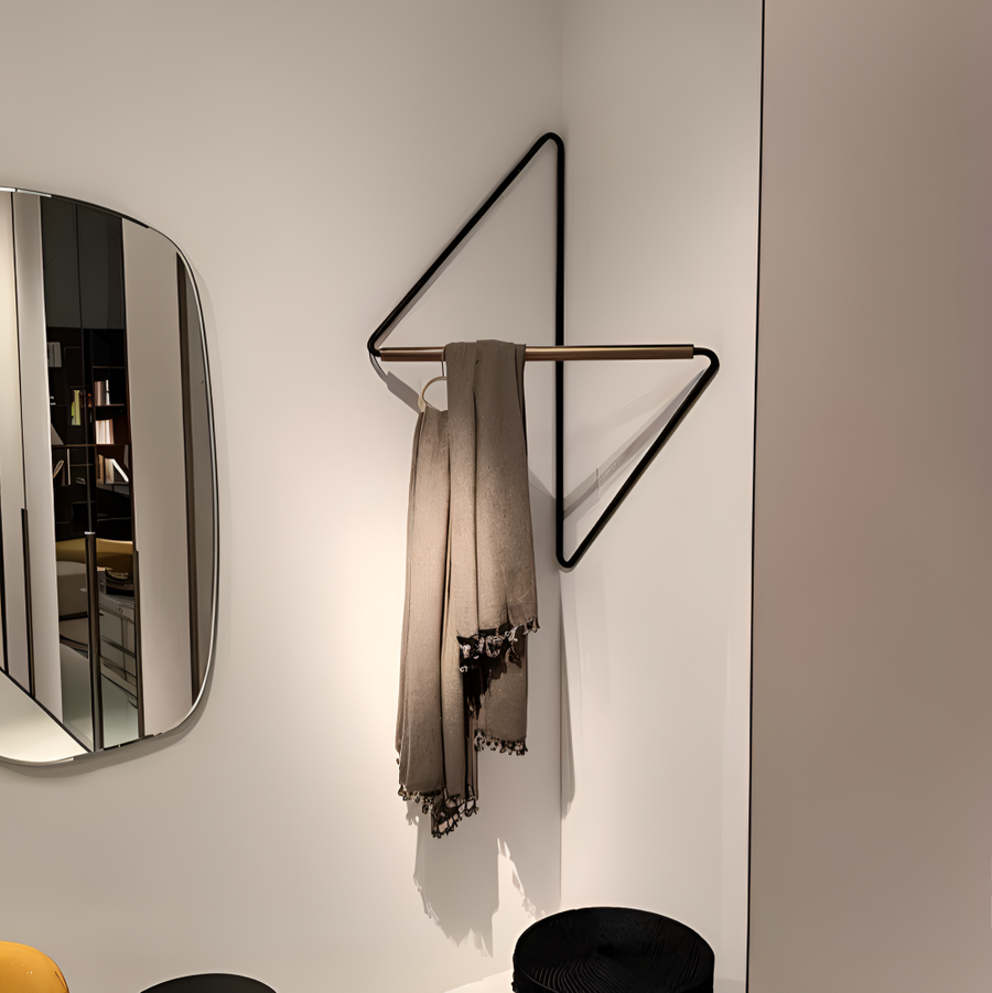 Geometric Metal Wall Coat Rack with Wooden Bar-Home Decor > Decorative Accessories-casanuva-casanuva