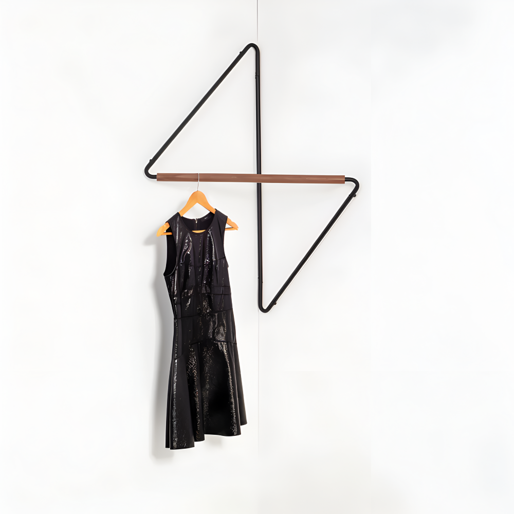 Geometric Metal Wall Coat Rack with Wooden Bar-Home Decor > Decorative Accessories-casanuva-casanuva