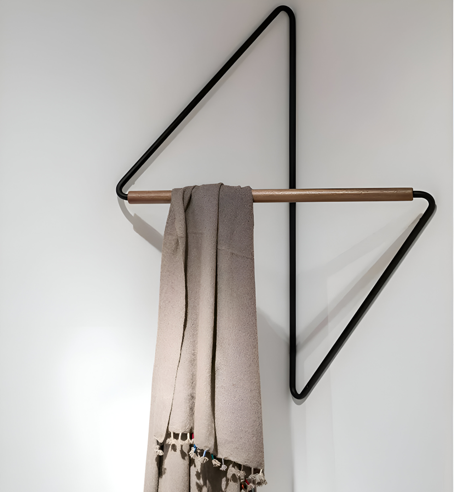 Geometric Metal Wall Coat Rack with Wooden Bar-Home Decor > Decorative Accessories-casanuva-casanuva