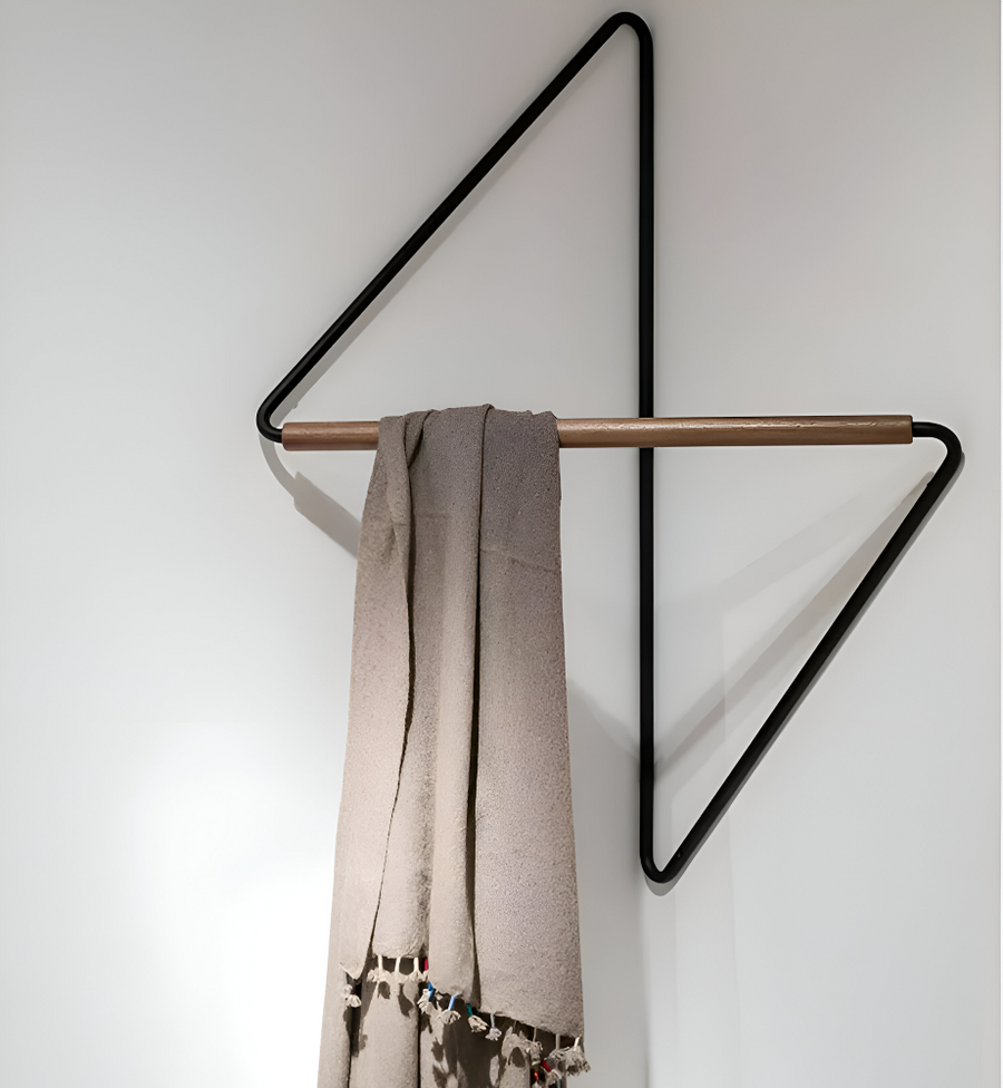 Geometric Metal Wall Coat Rack with Wooden Bar-Home Decor > Decorative Accessories-casanuva-casanuva