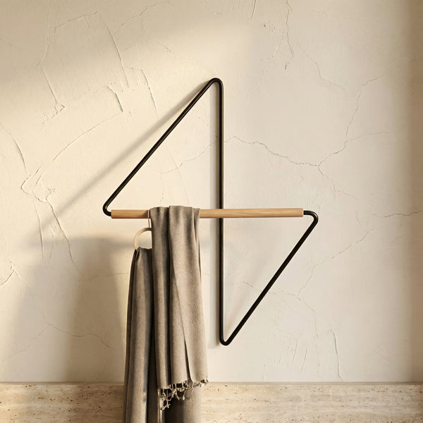 Geometric Metal Wall Coat Rack with Wooden Bar-Home Decor > Decorative Accessories-casanuva-casanuva