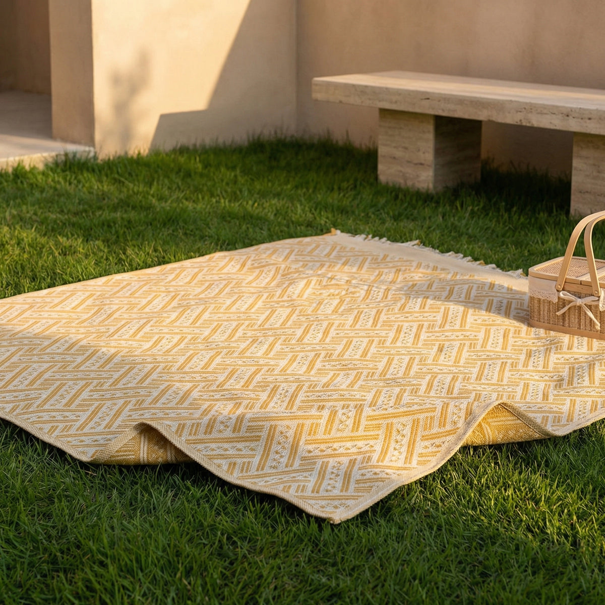 Geometric Picnic Blanket Washable Cotton Blend Foldable Design-Bedding & Bath > Blankets-casanuva-casanuva