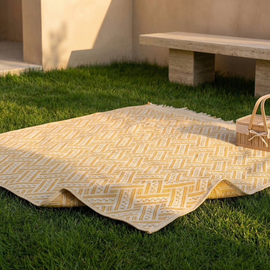 Geometric Picnic Blanket Washable Cotton Blend Foldable Design-Bedding & Bath > Blankets-casanuva-casanuva