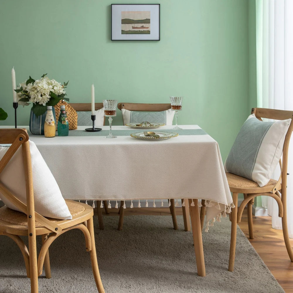 Geometric Tassel Tablecloth-Covers & Textiles > Table Cloths-casanuva-casanuva