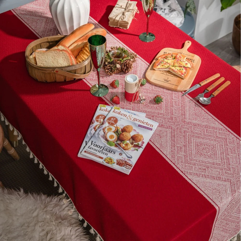 Geometric Tassel Tablecloth-Covers & Textiles > Table Cloths-casanuva-casanuva