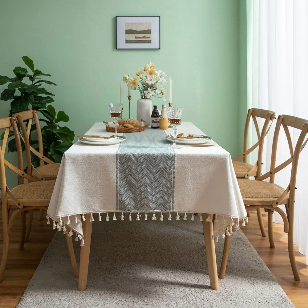 Geometric Tassel Tablecloth-Covers & Textiles > Table Cloths-casanuva-casanuva