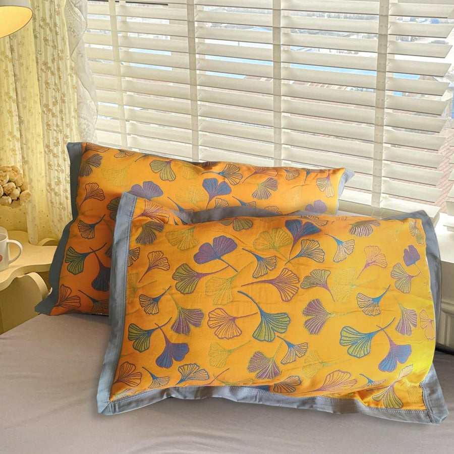 Ginkgo Leaf Embroidered Cotton Pillowcases Set-Bedding & Bath > Pillowcases-casanuva-casanuva