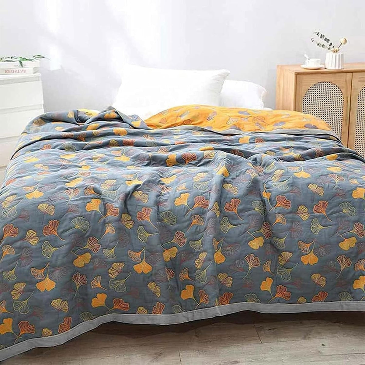 Ginkgo Leaf Throw Blanket Soft Cozy Design-Bedding & Bath > Blankets-casanuva-casanuva