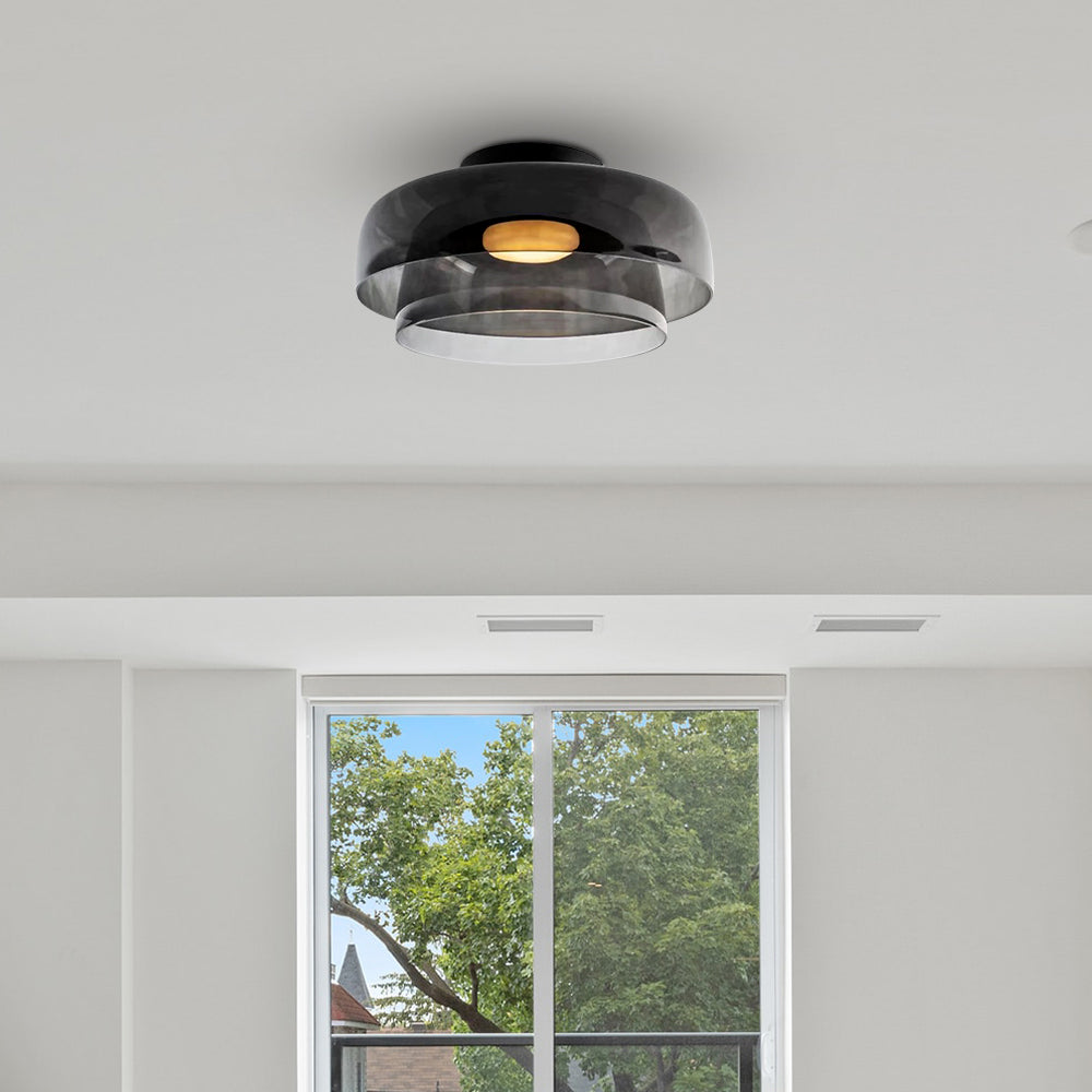 Glass Ceiling Light Nordic Medieval Style-Lighting > Ceiling Lights-casanuva-Gray-2 layers-D40*H18cm-3-Color Changeable-casanuva