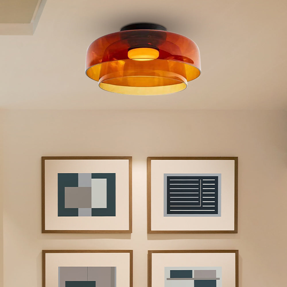 Glass Ceiling Light Nordic Medieval Style-Lighting > Ceiling Lights-casanuva-Orange-2 layers-D40*H18cm-3-Color Changeable-casanuva
