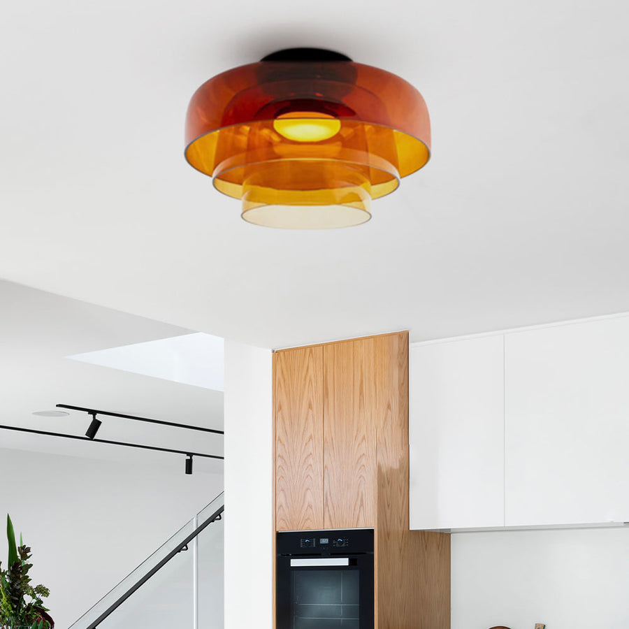 Glass Ceiling Light Nordic Medieval Style-Lighting > Ceiling Lights-casanuva-Orange-3 layers-D42*H26cm-3-Color Changeable-casanuva