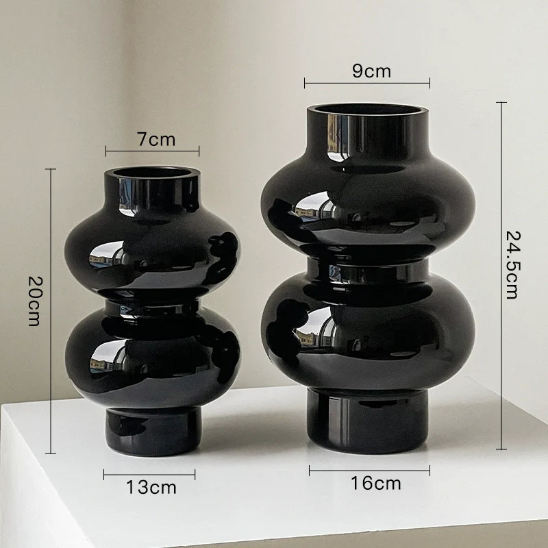 Glass Flower Vase Retro Design-Home Decor > Vases-casanuva-Black 2-piece set-casanuva