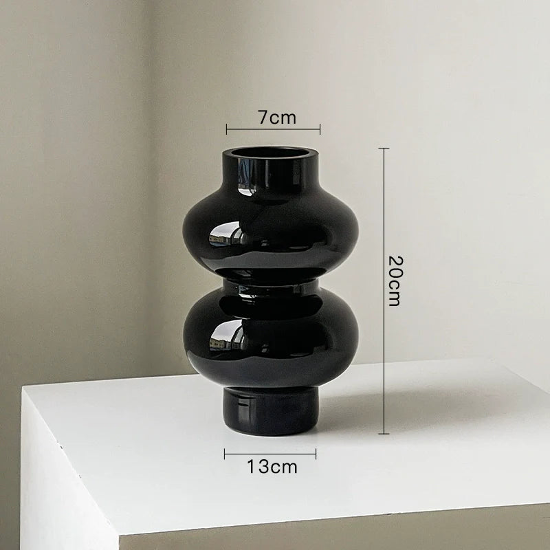 Glass Flower Vase Retro Design-Home Decor > Vases-casanuva-Black A 20cm-casanuva