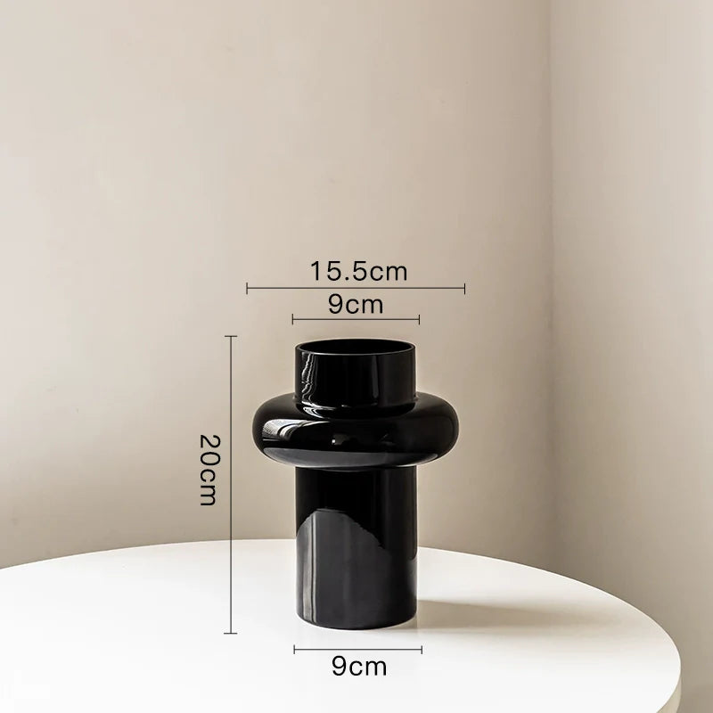Glass Flower Vase Retro Design-Home Decor > Vases-casanuva-Black B 20cm-casanuva