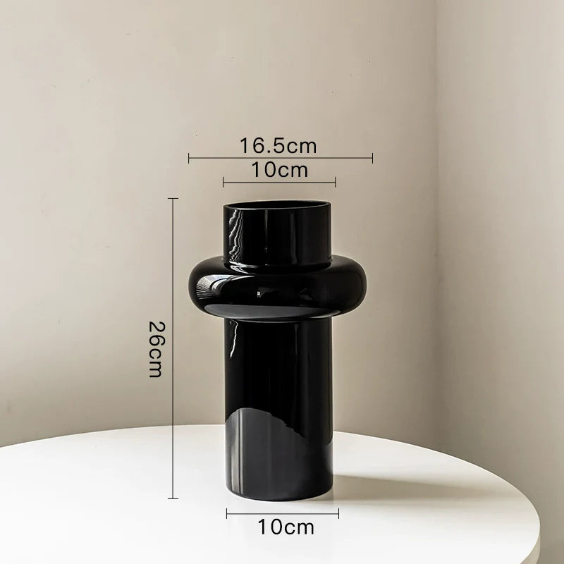Glass Flower Vase Retro Design-Home Decor > Vases-casanuva-Black B 26cm-casanuva