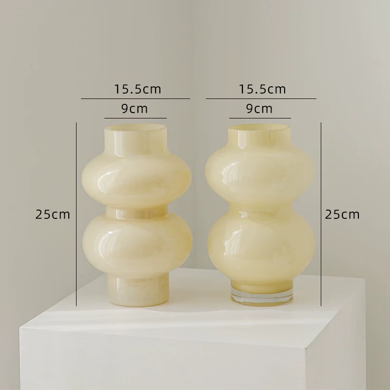 Glass Flower Vase Retro Design-Home Decor > Vases-casanuva-Custard 2-piece set B-casanuva