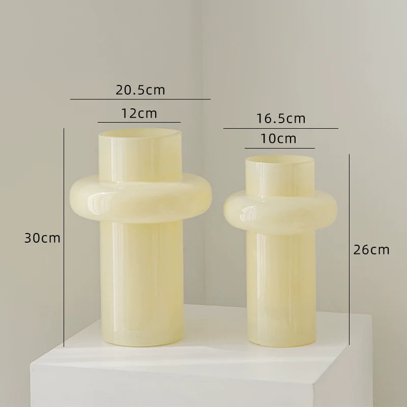 Glass Flower Vase Retro Design-Home Decor > Vases-casanuva-Custard 2-piece set D-casanuva