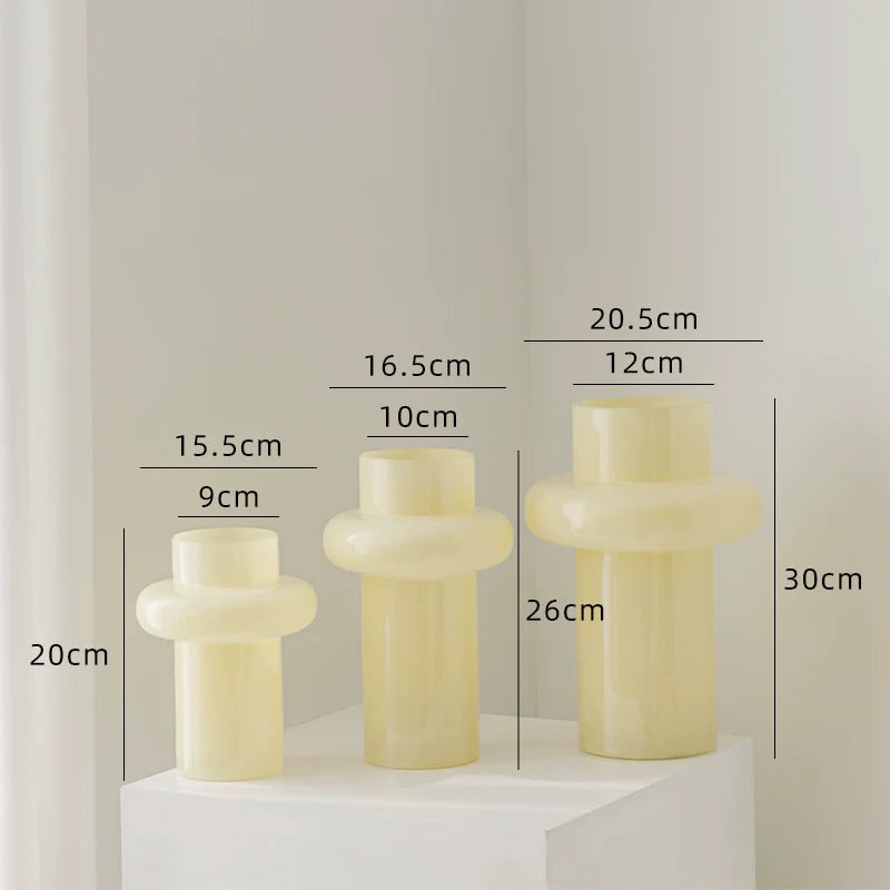 Glass Flower Vase Retro Design-Home Decor > Vases-casanuva-Custard 3-piece set B-casanuva