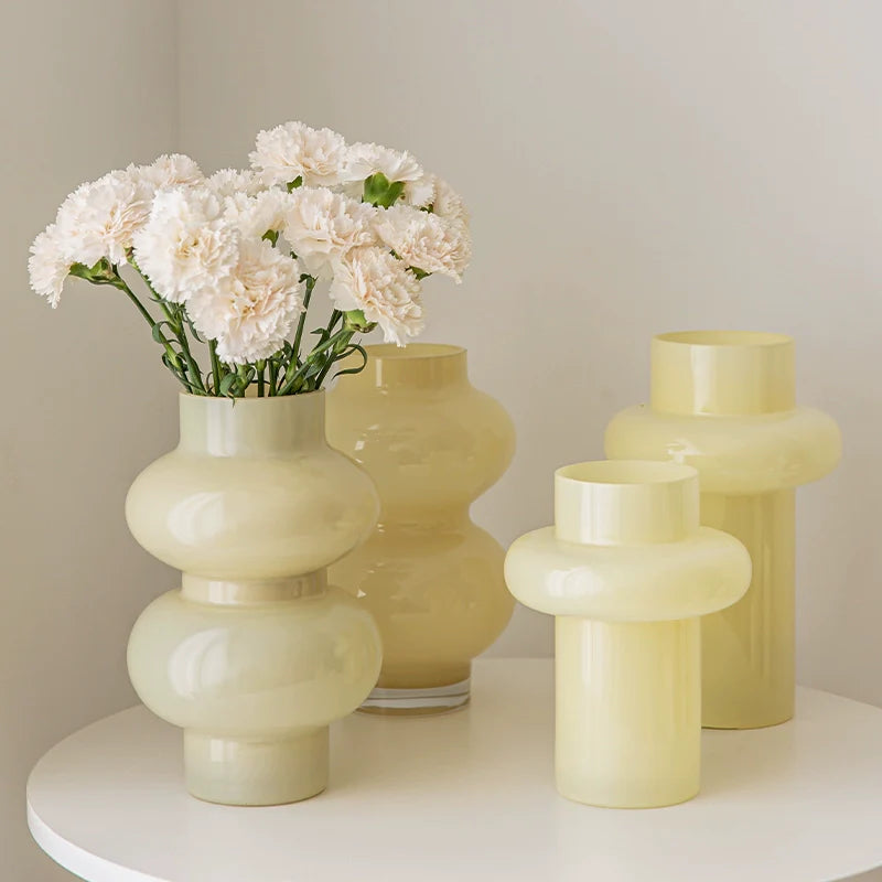 Glass Flower Vase Retro Design-Home Decor > Vases-casanuva-Custard 4-piece set-casanuva