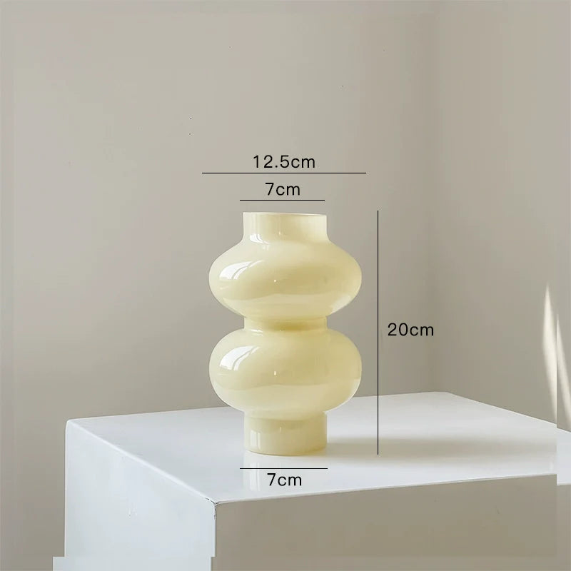 Glass Flower Vase Retro Design-Home Decor > Vases-casanuva-Custard A 20cm-casanuva