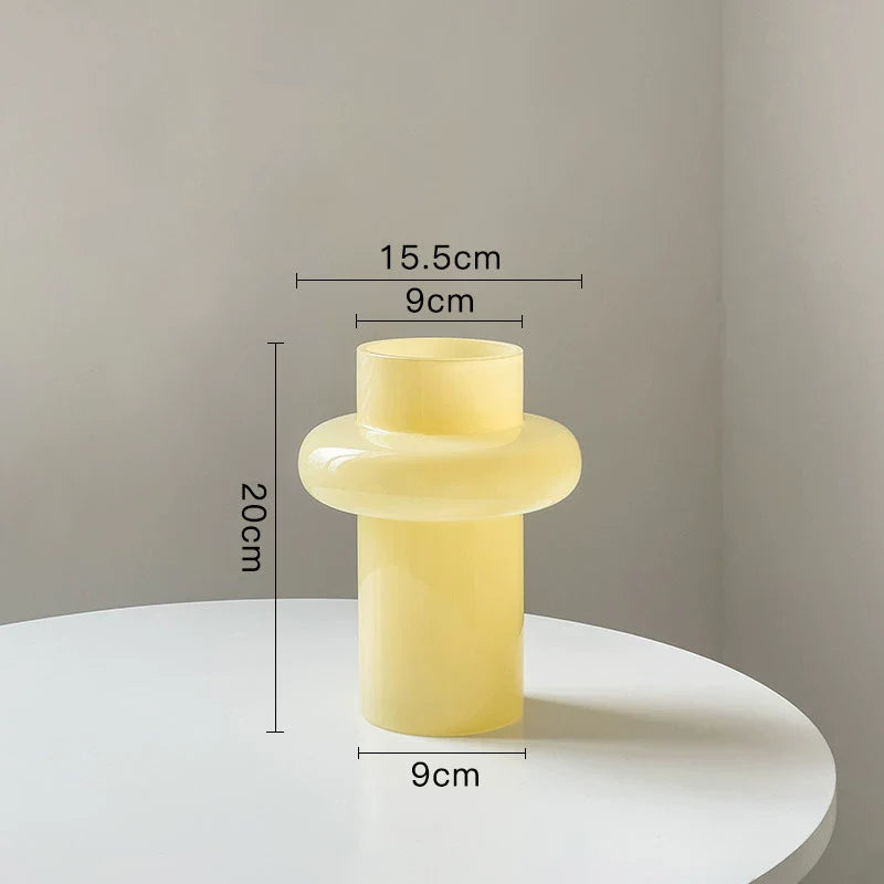 Glass Flower Vase Retro Design-Home Decor > Vases-casanuva-Custard B 20cm-casanuva