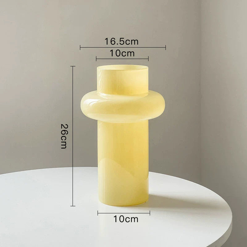 Glass Flower Vase Retro Design-Home Decor > Vases-casanuva-Custard B 26cm-casanuva