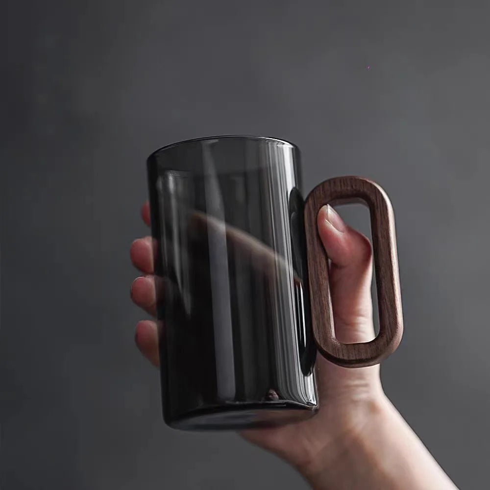 Glass Mug with Rustic Wooden Handle-Kitchen & Dining > Tableware-casanuva-casanuva