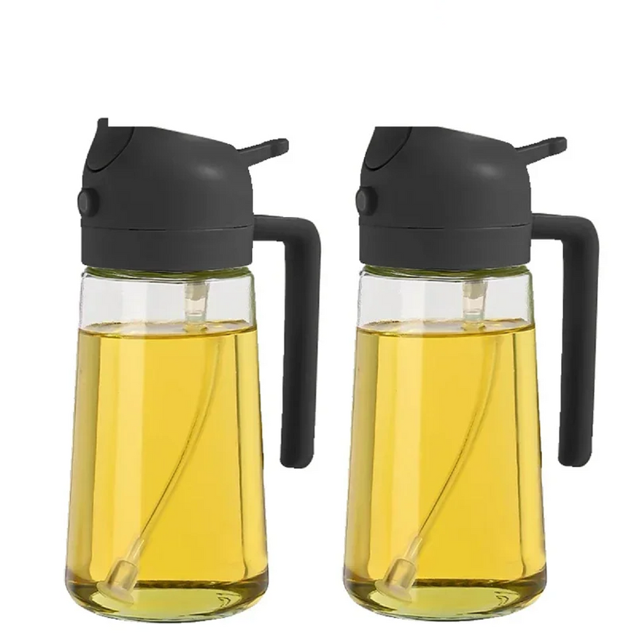 Glass Oil Sprayer and Dispenser 2 in 1-Kitchen & Dining > Kitchen Accessories-casanuva-2 PCs - Black-casanuva