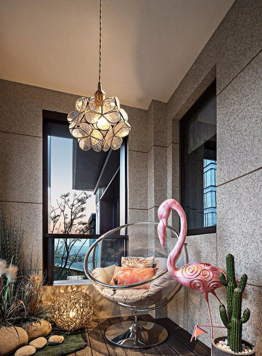 Glass Pendant Light with Petal Design-Lighting > Pendant Lights-casanuva-casanuva